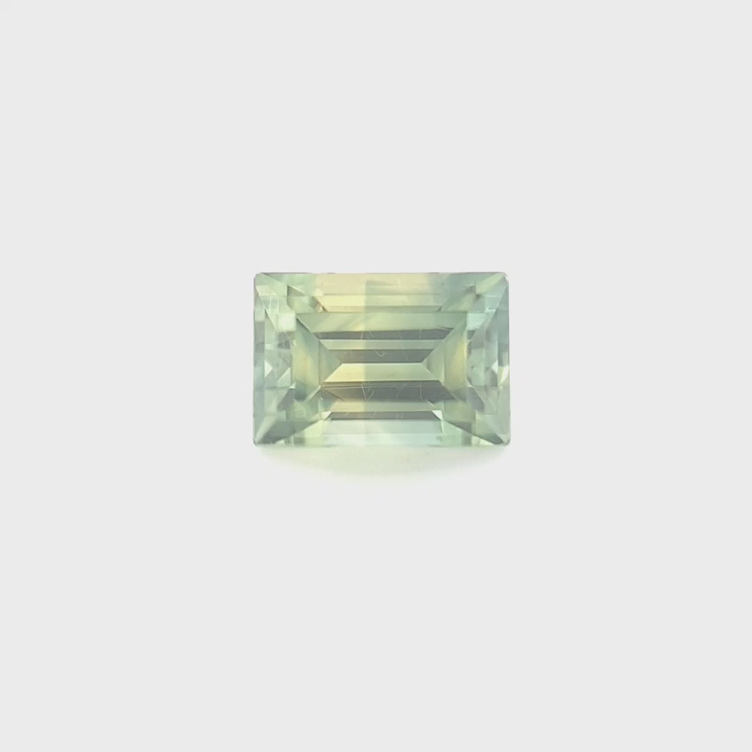 1.19ct Australian Sapphire, Parti, Teal, Blue, Yellow, Green - Baguette Cut