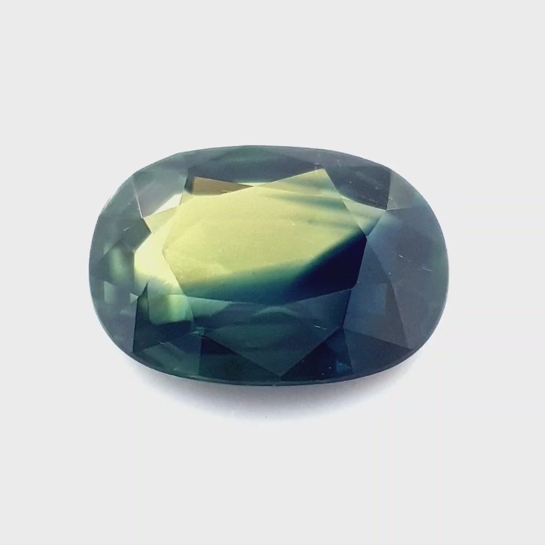 1.46ct Australian Sapphire, Parti, Blue, Yellow, Teal - Oval