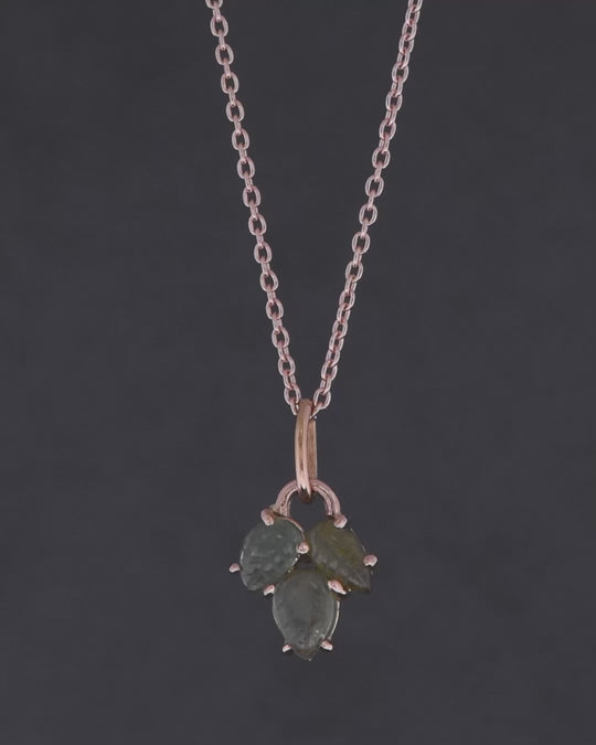 Arber Necklace - 18k Red Gold, Australian Sapphire Leaves