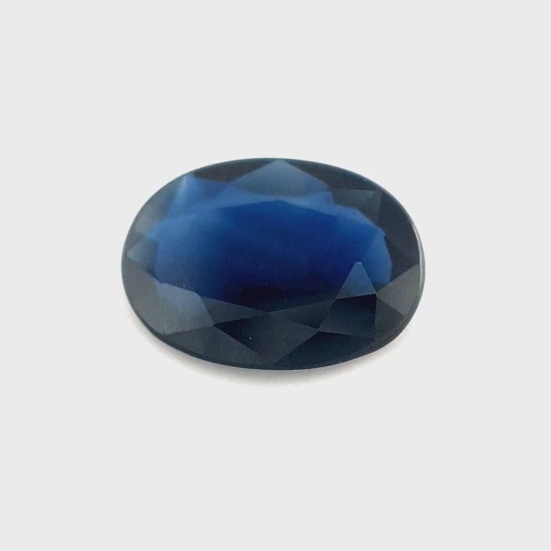 0.69ct Australian Sapphire, Blue, Black - Oval
