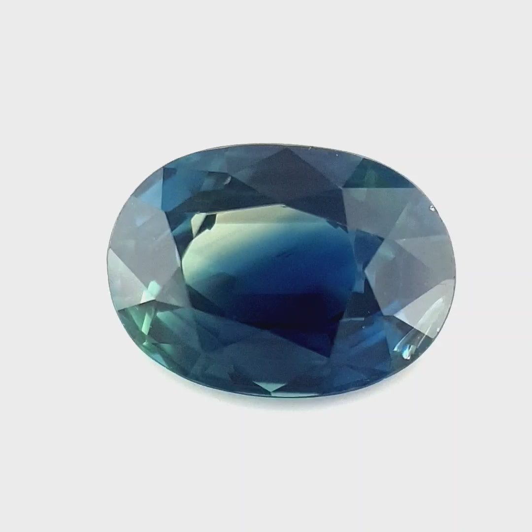 1.34ct Australian Sapphire, Parti, Blue, Yellow, Teal - Oval