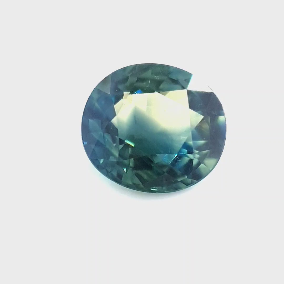 1.33ct Australian Sapphire, Parti, Blue, Yellow, Teal - Oval
