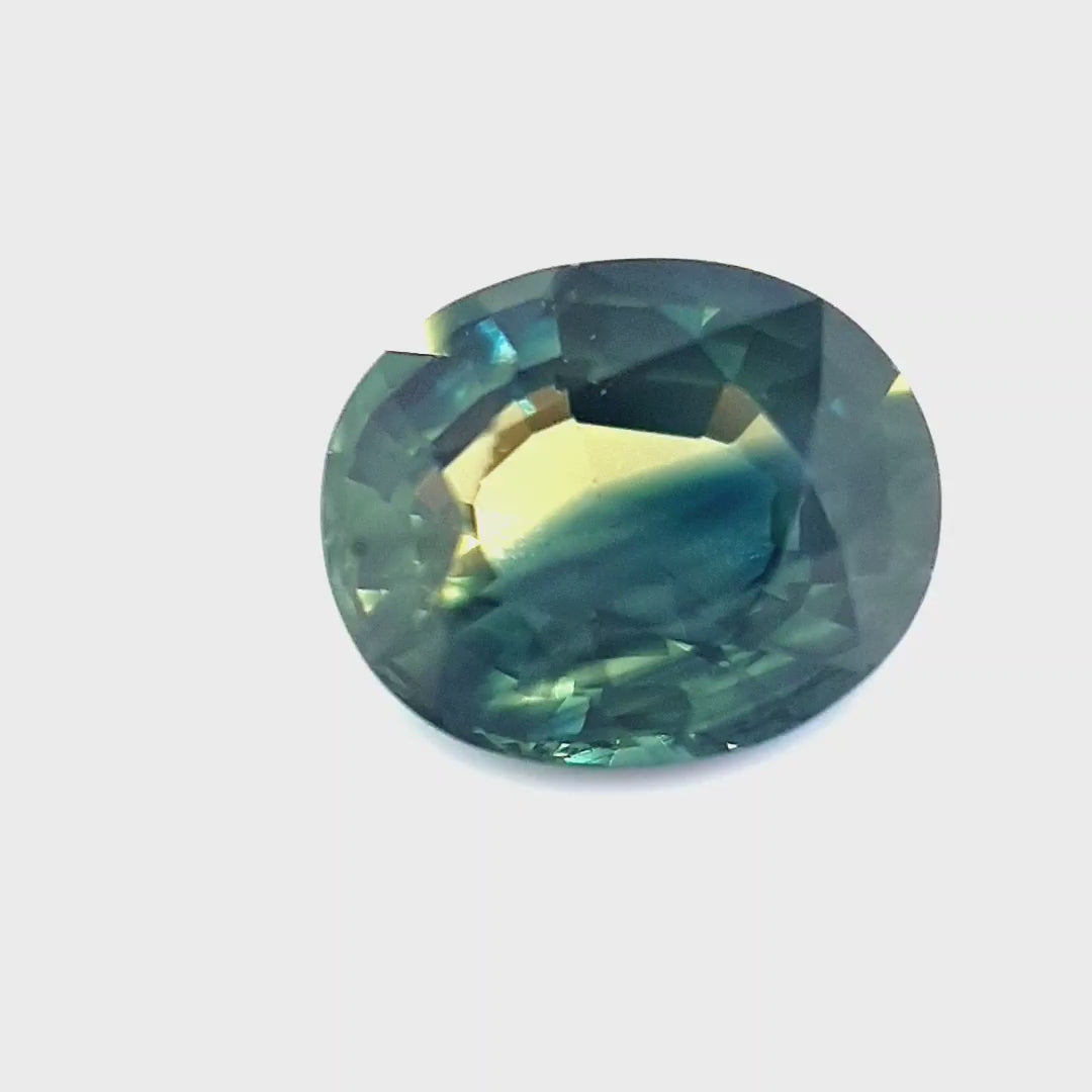 1.23ct Australian Sapphire, Parti, Blue, Yellow, Teal - Oval