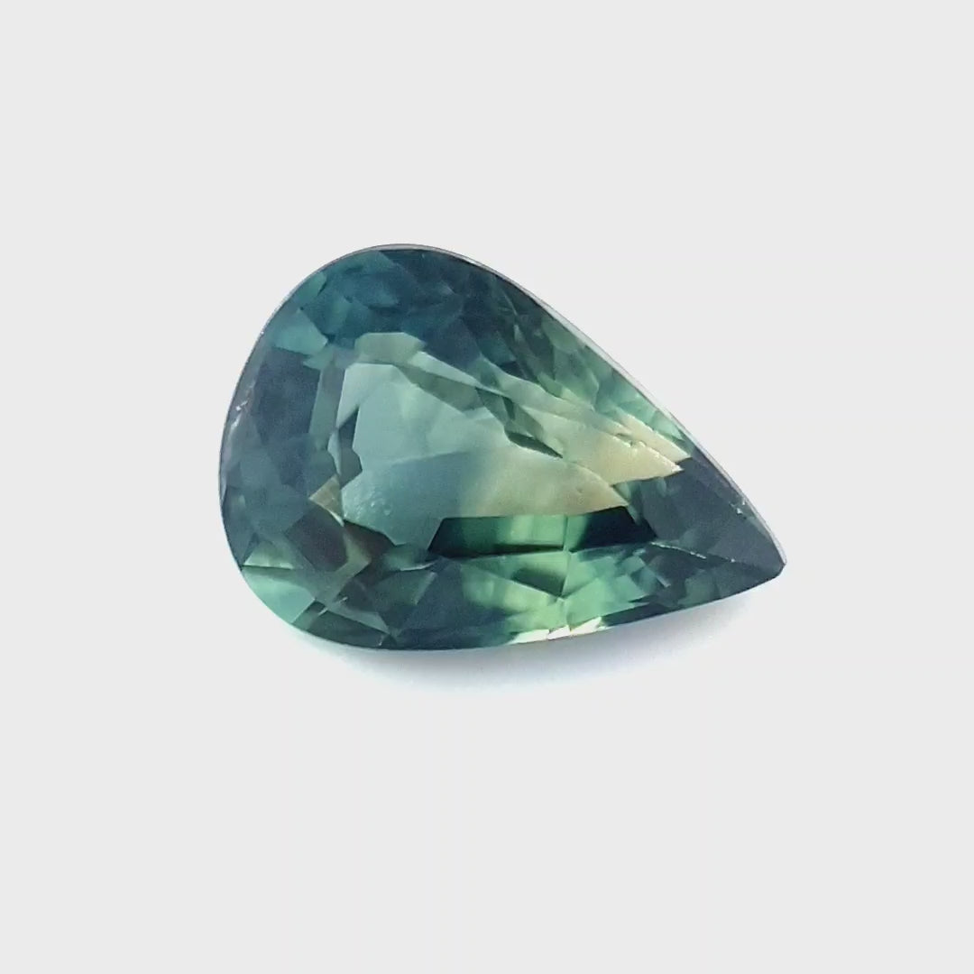 1.38ct Australian Sapphire, Parti, Blue, Teal, Yellow - Pear