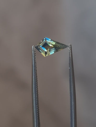 Australian Parti Sapphire – 0.74ct Kite, Step Cut, Blue yellow Teal