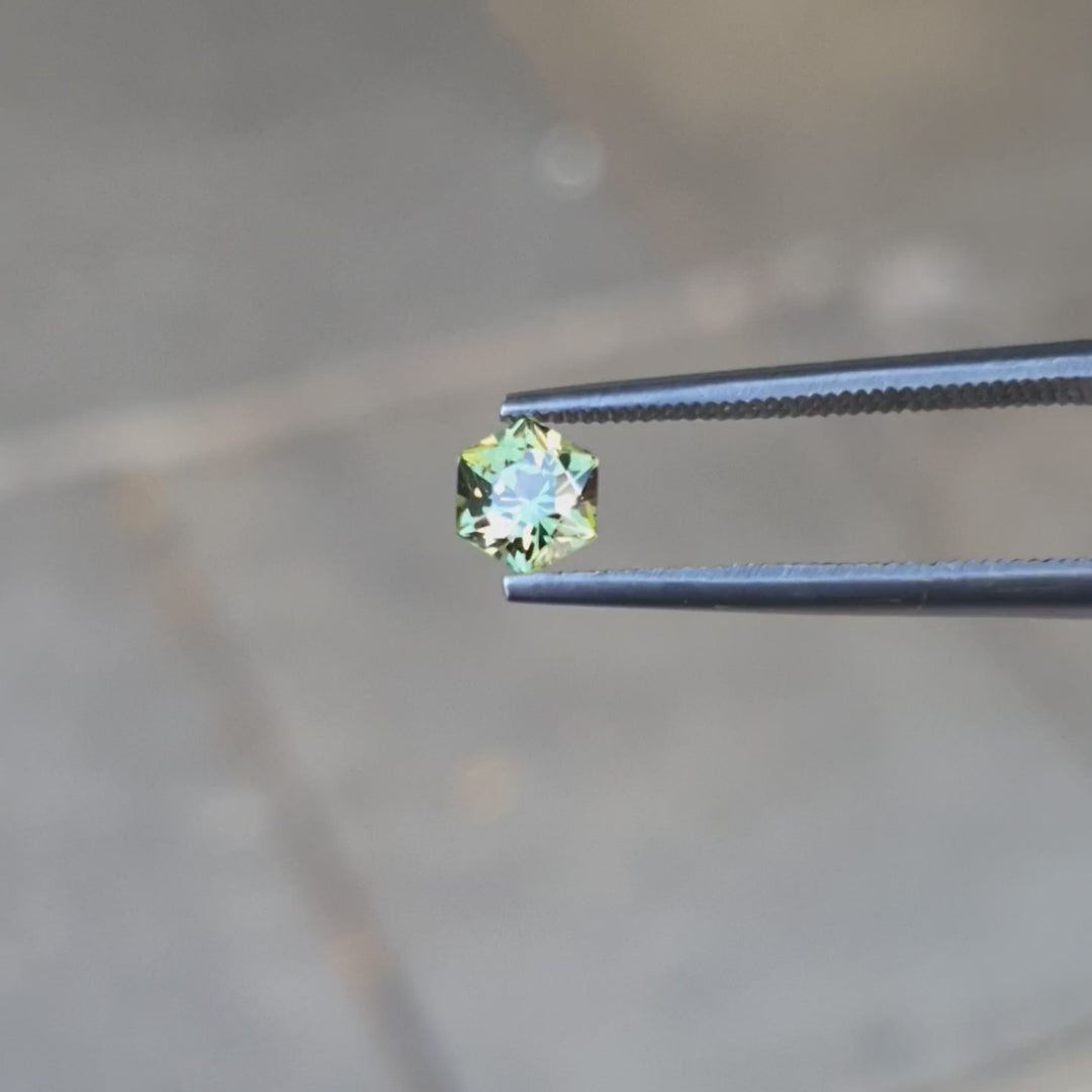Brutal Beauty Hex - Green Australian Sapphire &amp; Silver