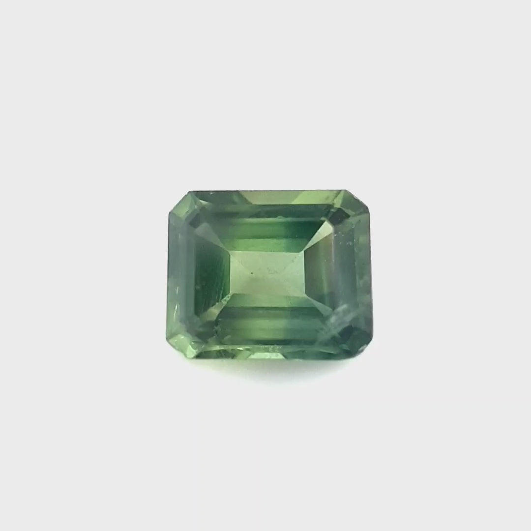 1.10ct Australian Sapphire, Parti, Green, Blue, Teal - Emerald Cut
