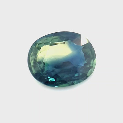 1.06ct Australian Sapphire, Parti, Blue, Yellow, Teal - Oval