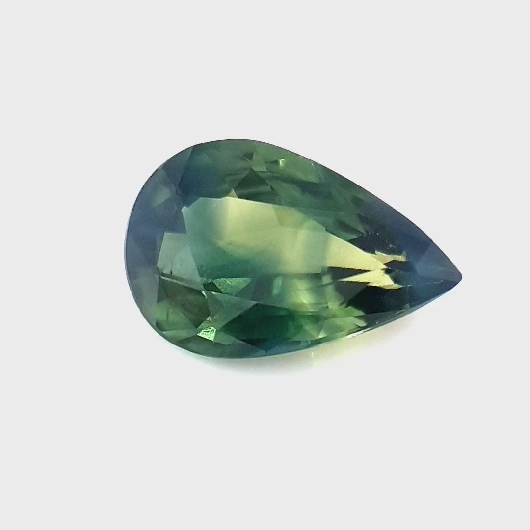 1.15ct Australian Sapphire, Parti, Blue, Teal, Yellow - Pear