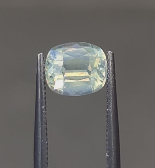 Montana Sapphire – 1.60ct Cushion Cut, Opalescent Parti, Pastel Yellow, Blue