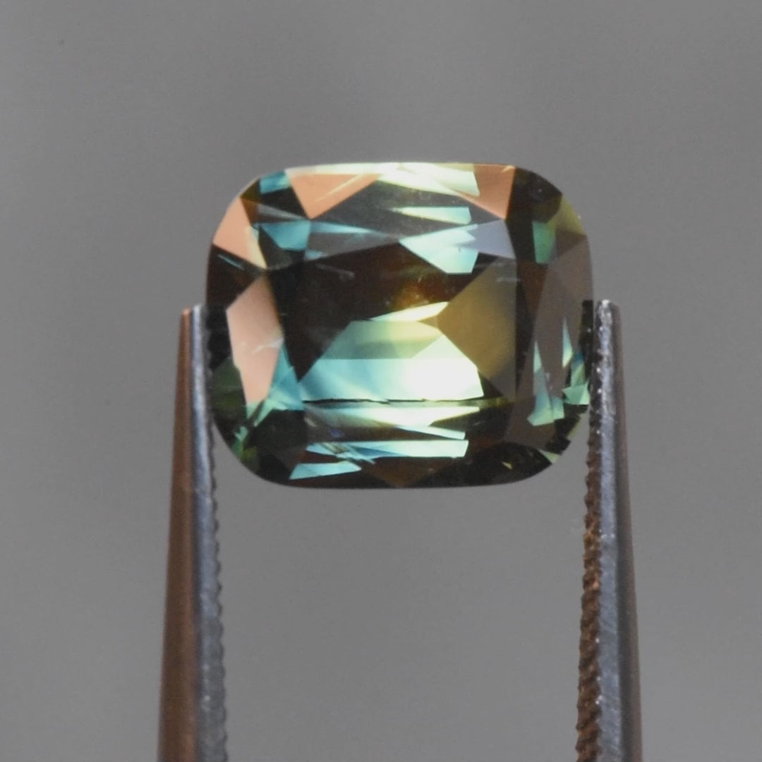 4.55ct Australian Parti Sapphire, Blue, Green, Yellow, Teal - Cushion