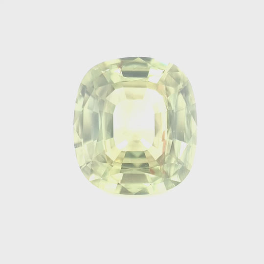 3.64ct Australian Parti Sapphire, Chartreuse, Yellow - Cushion