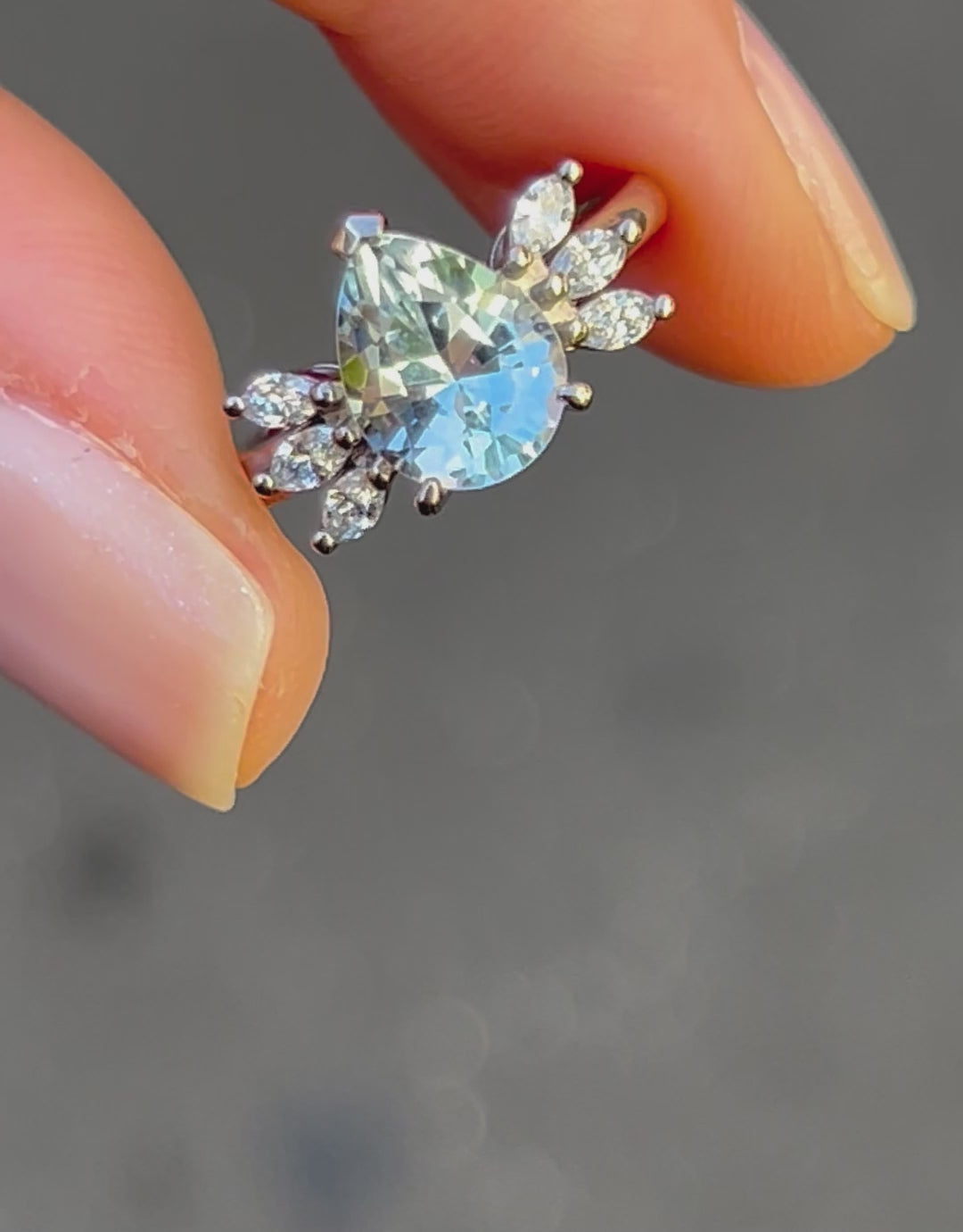Glacielle - Australian Blue Topaz & lab diamond ring