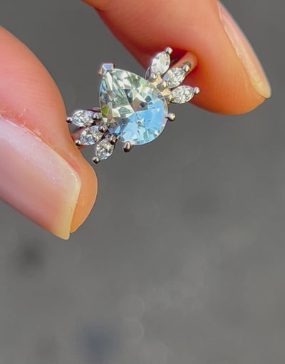 Glacielle - Australian Blue Topaz & lab diamond ring