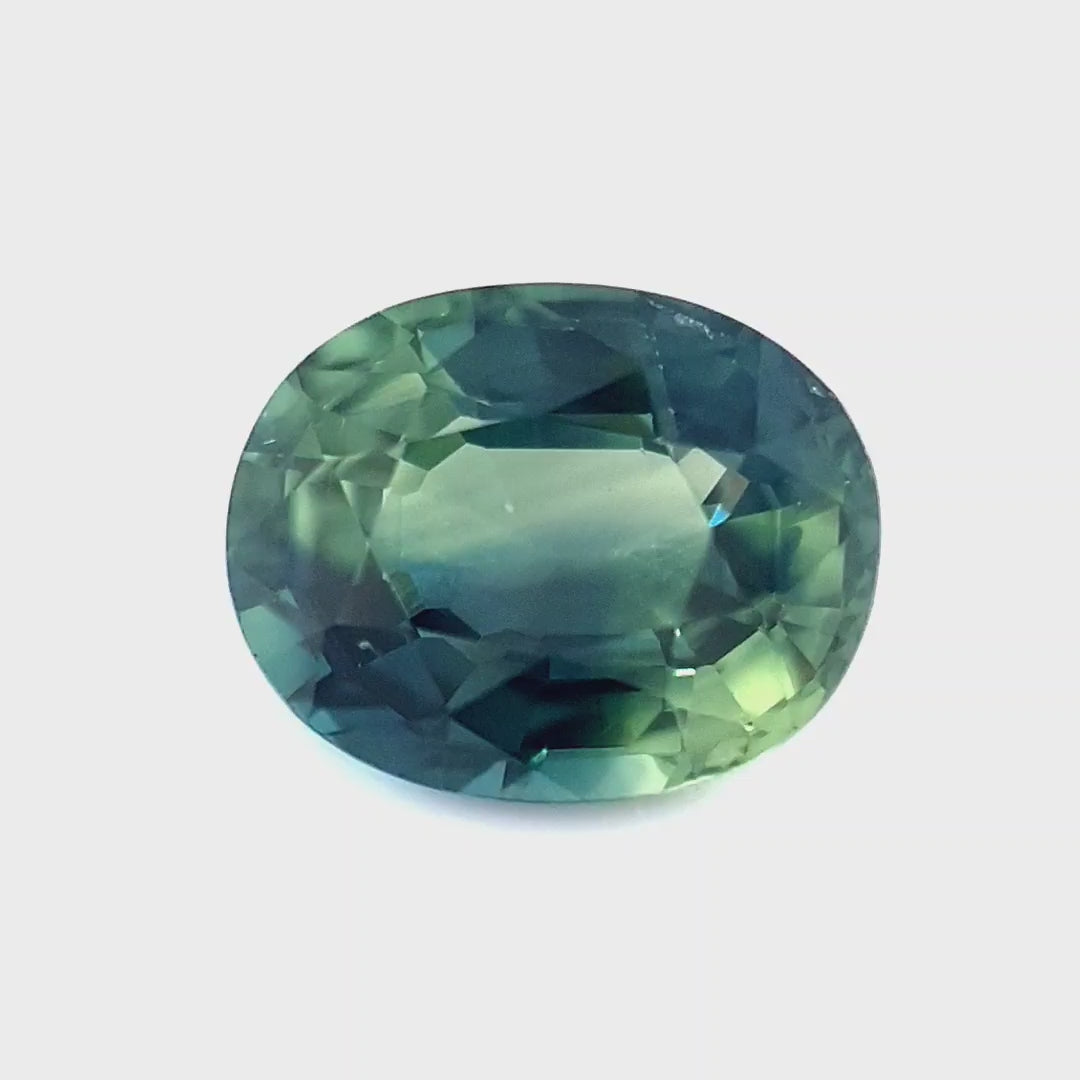 1.47ct Australian Sapphire, Parti, Teal, Blue, Green, Yellow - Oval