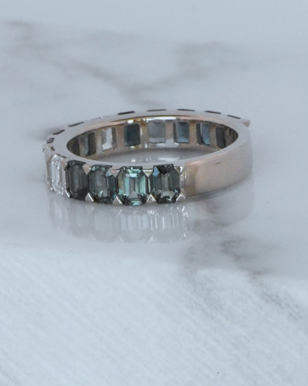 Sylvia - Australian Sapphire &amp; Diamond Ring - White gold