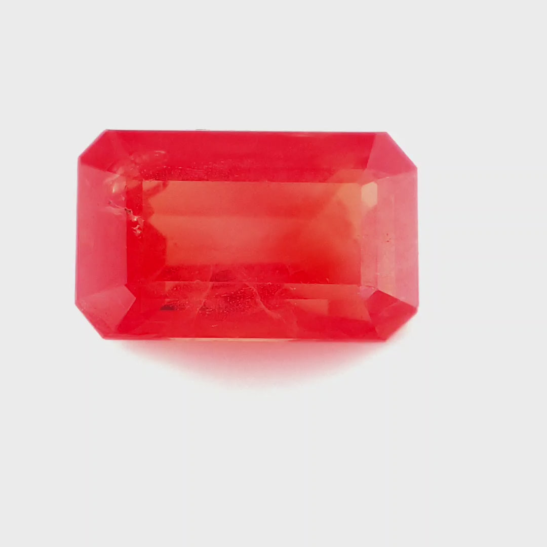 1.65ct Sri Lankan Sapphire, Red, Orange - Emerald Cut