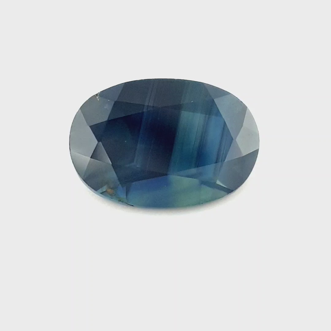 0.99ct Australian Sapphire, Blue, Black, Teal - Oval