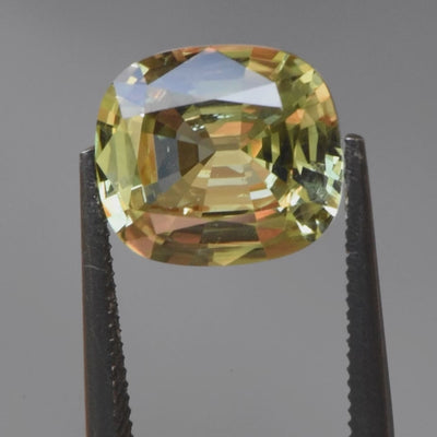 3.64ct Australian Parti Sapphire, Chartreuse, Yellow - Cushion