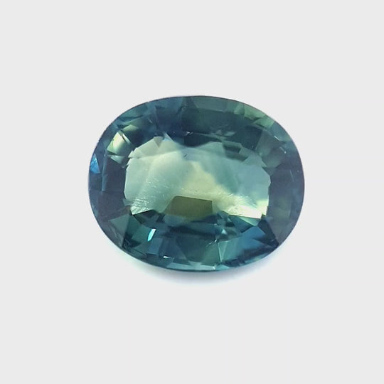 1.42ct Australian Sapphire, Parti, Blue, Yellow, Teal - Oval