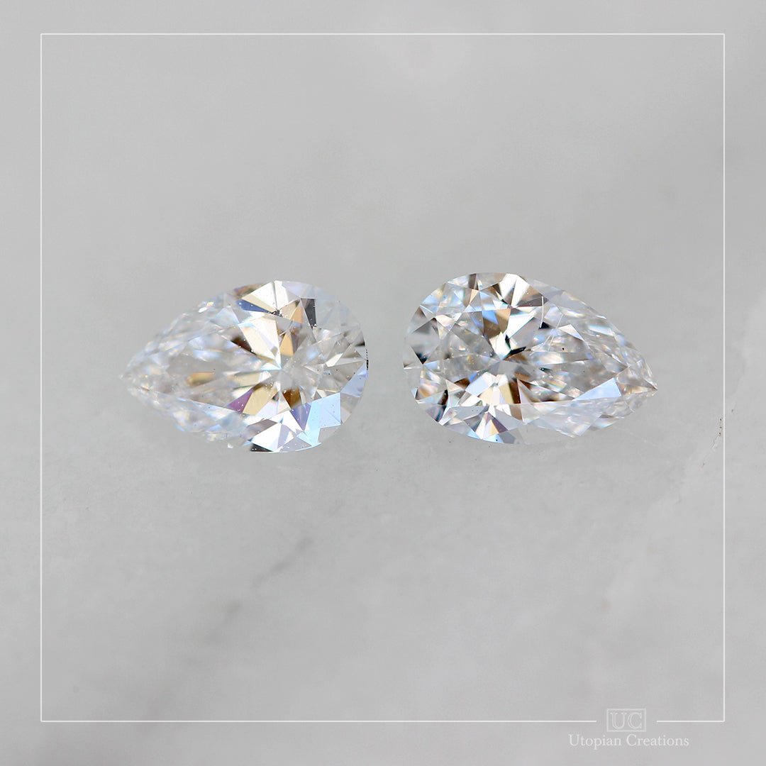 0.54ct G colour VS1&amp;VS2 clarity Lab Grown Diamond pair - Pear cut