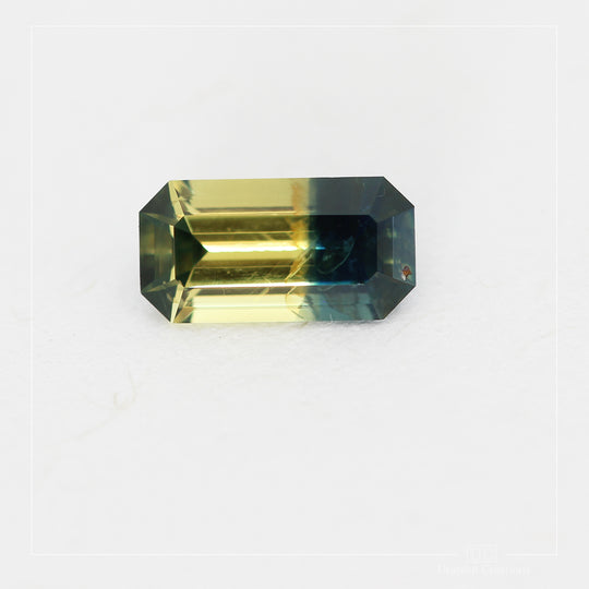 0.59ct Australian Parti Sapphire, Blue/Yellow - Emerald Cut