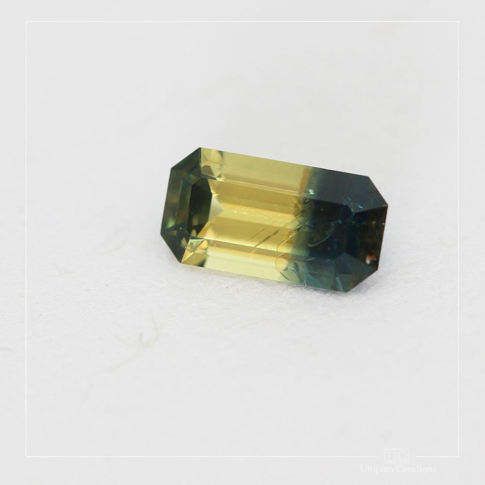 0.59ct Australian Parti Sapphire, Blue/Yellow - Emerald Cut