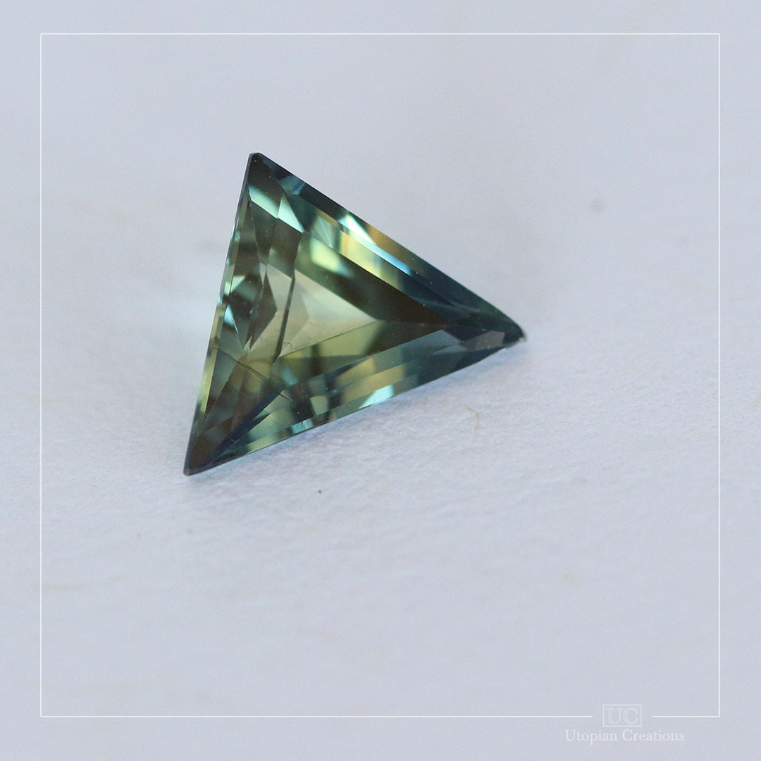 0.79ct Australian Parti Sapphire Yellow Blue - Triangular Step cut