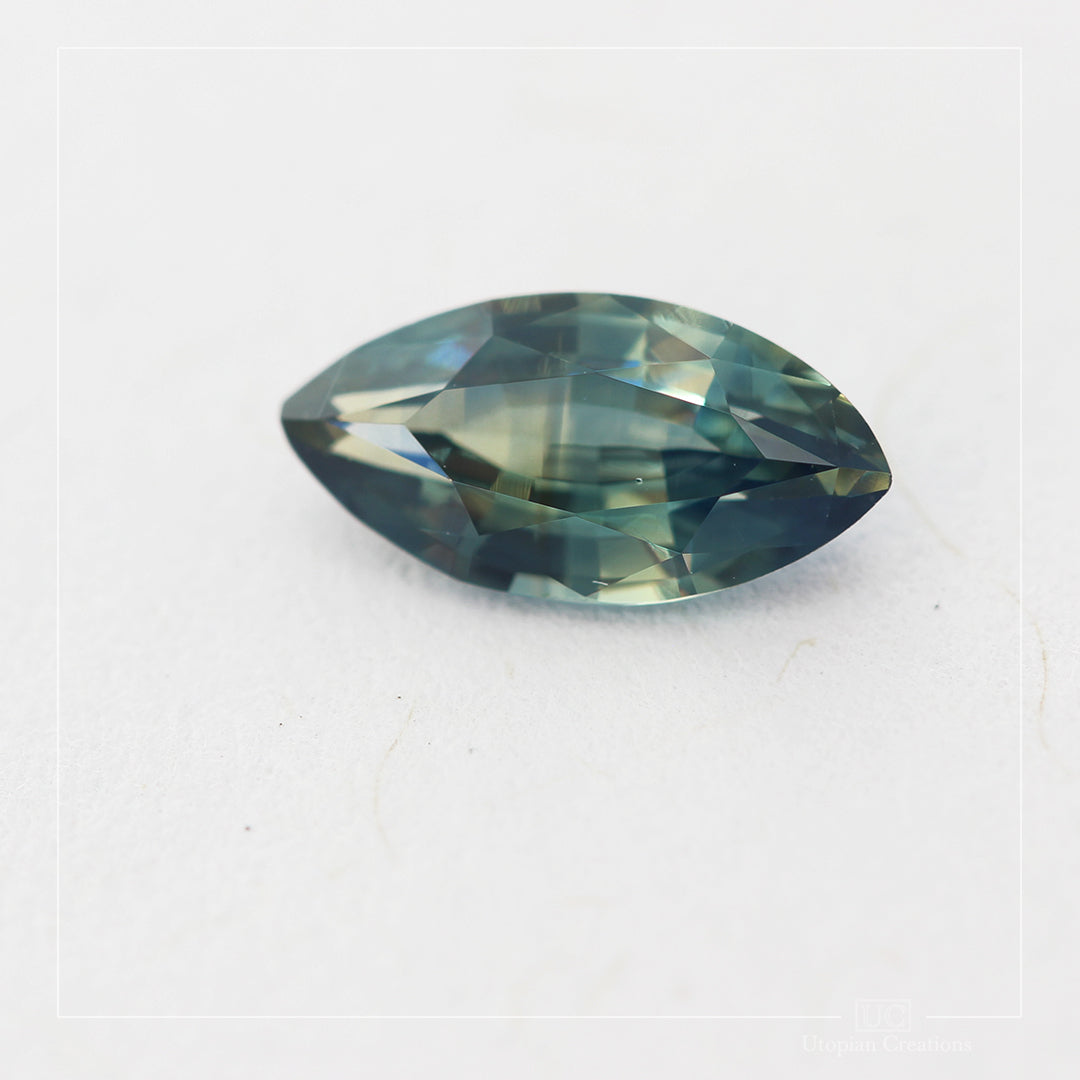 0.92ct Australian Parti Sapphire, Blue/Teal/yellow - Marquise Cut