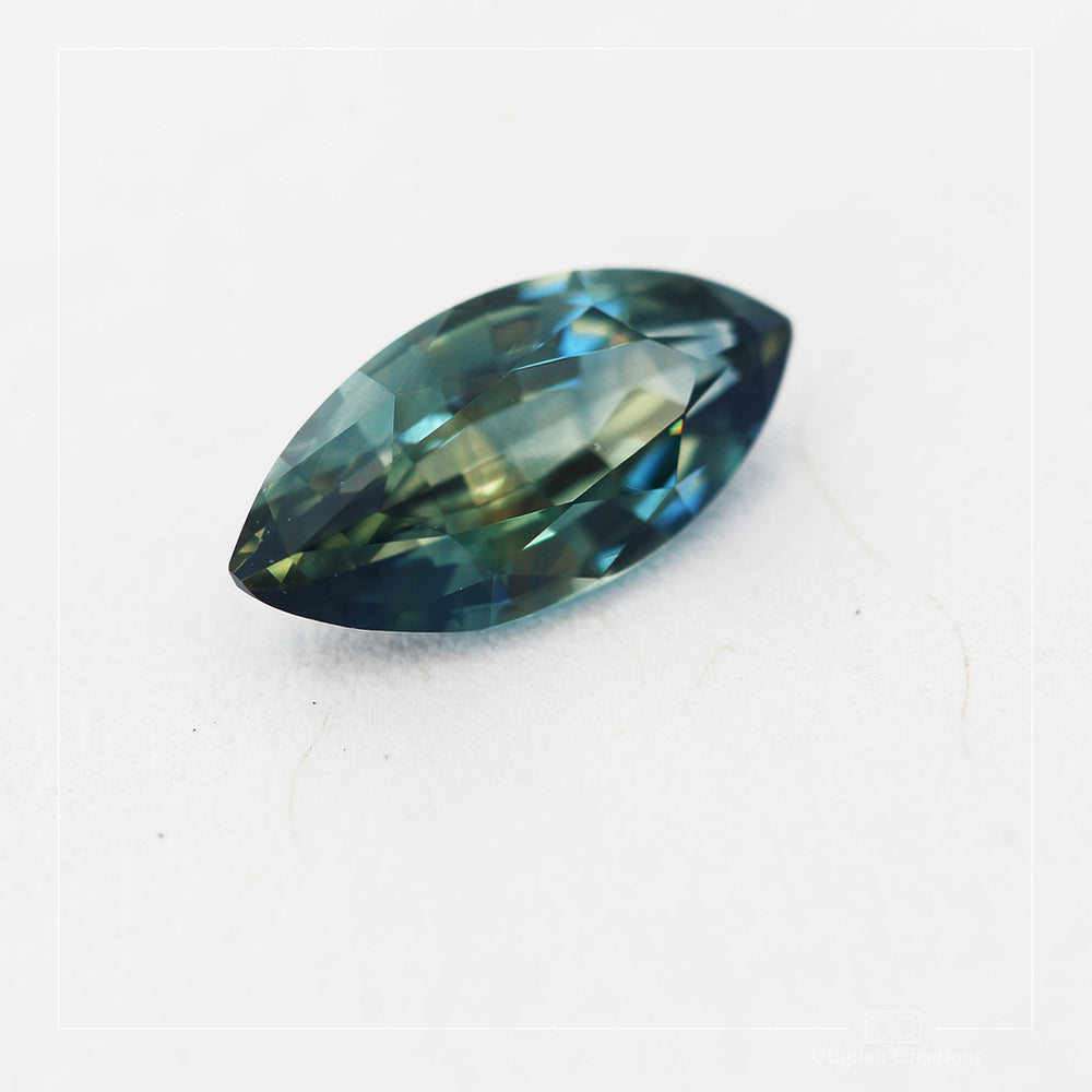 0.92ct Australian Parti Sapphire, Blue/Teal/yellow - Marquise Cut
