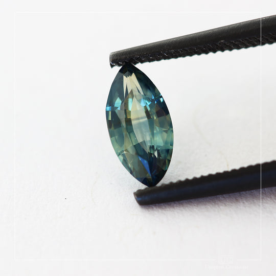 0.92ct Australian Parti Sapphire, Blue/Teal/yellow - Marquise Cut