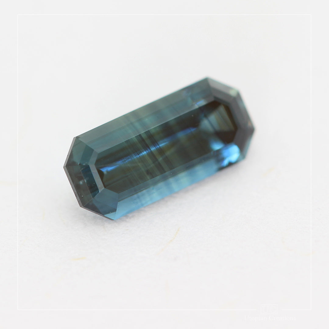 0.97ct Australian Parti Sapphire, Blue/Teal - Emerald Cut