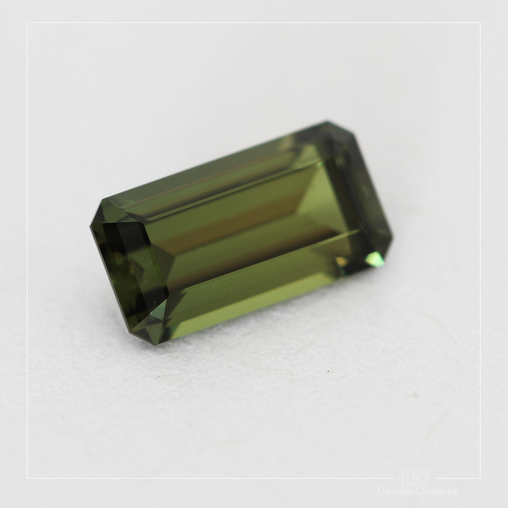 1.01ct Australian Parti Sapphire, Green - Emerald Cut