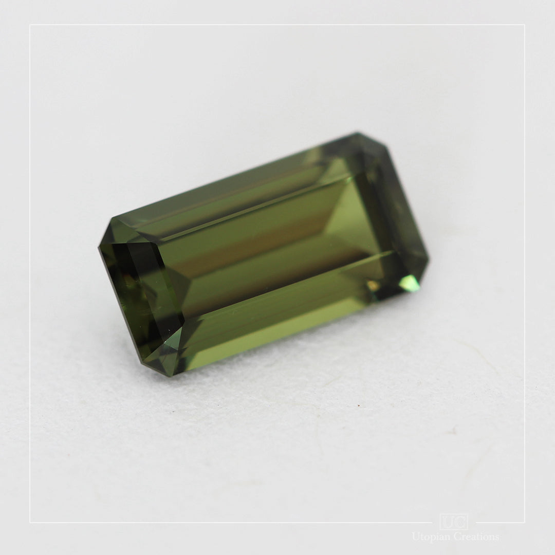 1.01ct Australian Parti Sapphire, Green - Emerald Cut