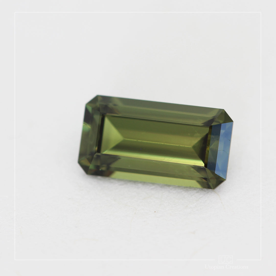 1.01ct Australian Parti Sapphire, Green - Emerald Cut