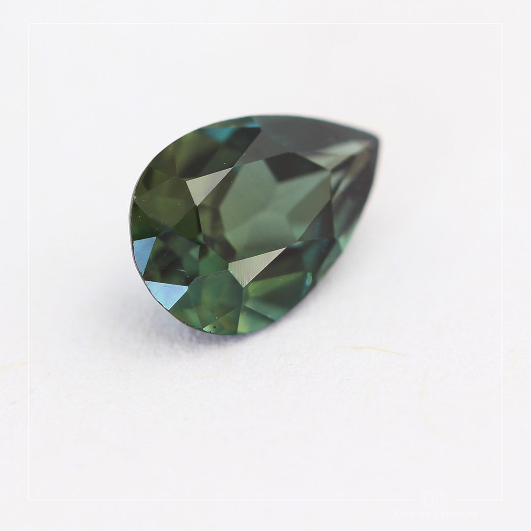 1.02ct Australian Parti Sapphire, Green/Teal - Pear Cut