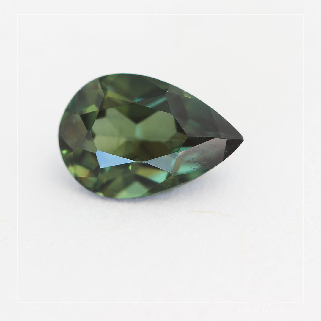 1.02ct Australian Parti Sapphire, Green/Teal - Pear Cut