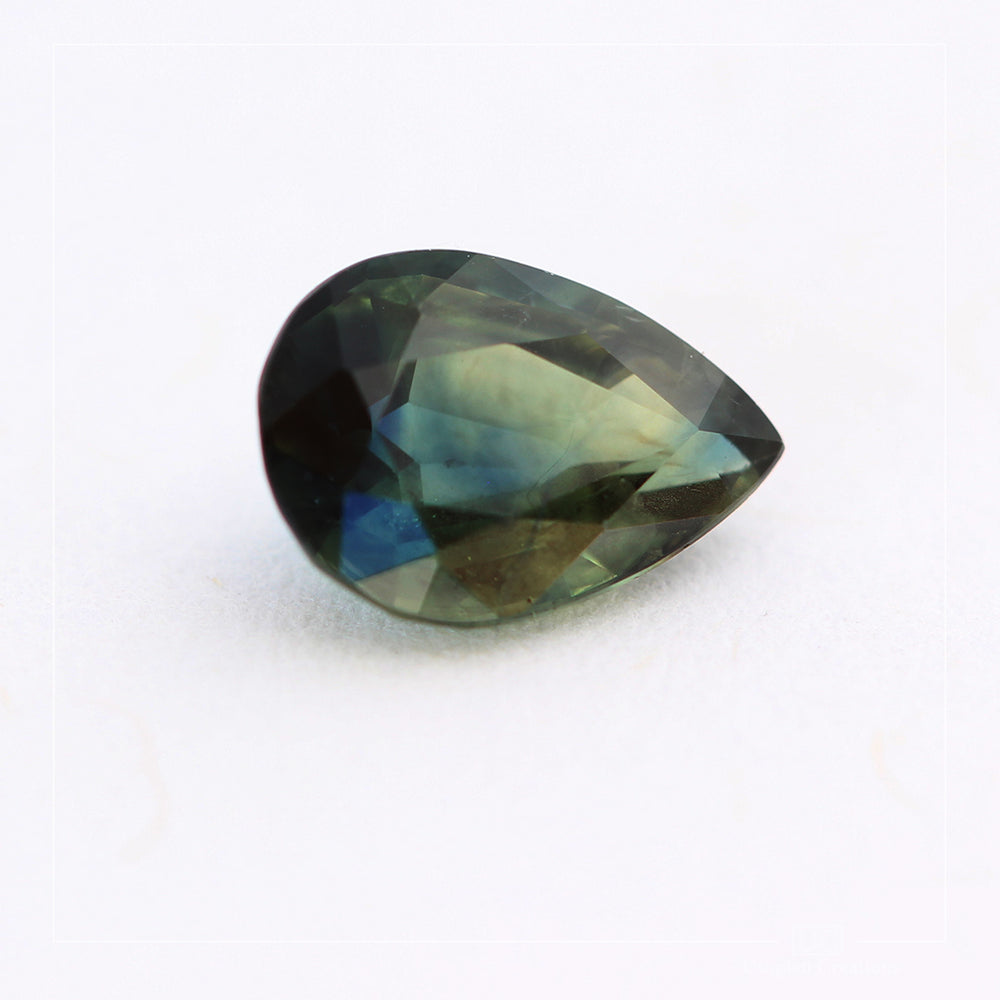 1.03ct Australian Parti Sapphire, Green/Blue - Pear Cut