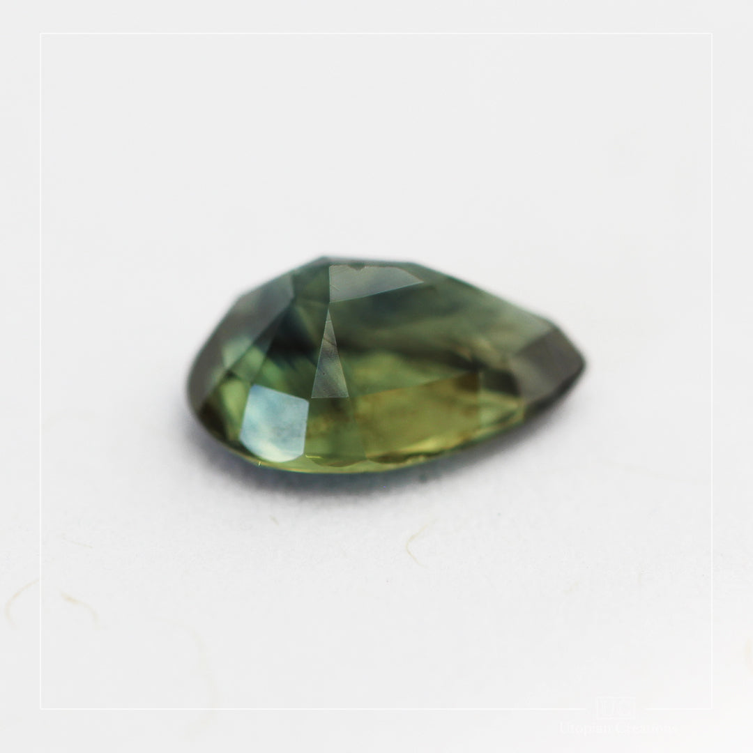 1.03ct Australian Parti Sapphire, Green/Blue - Pear Cut