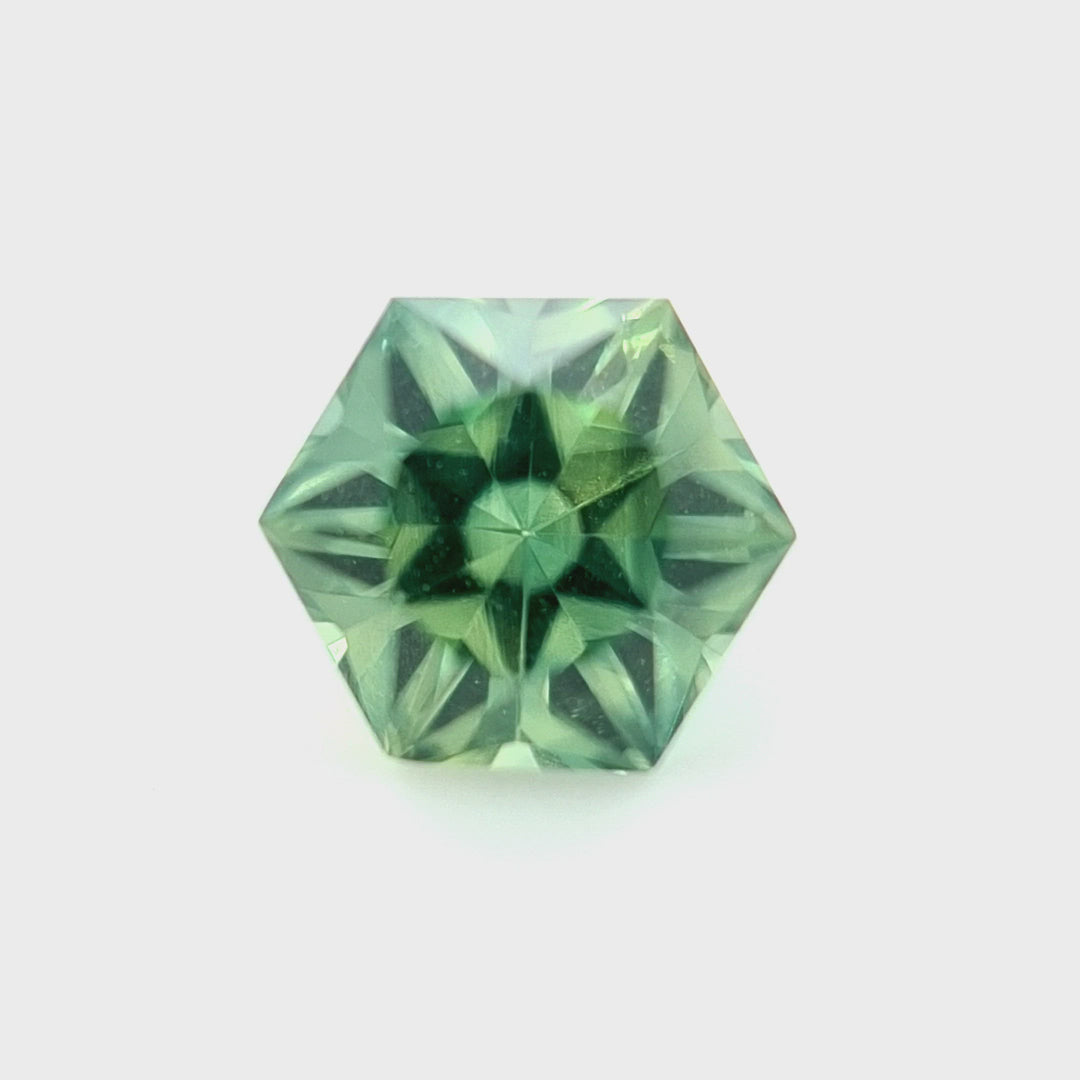 0.70ct Australian Sapphire, Green, Teal - Hexagon
