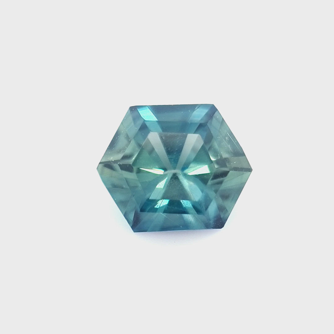 1.44ct Australian Sapphire, Blue, Teal - Hexagon