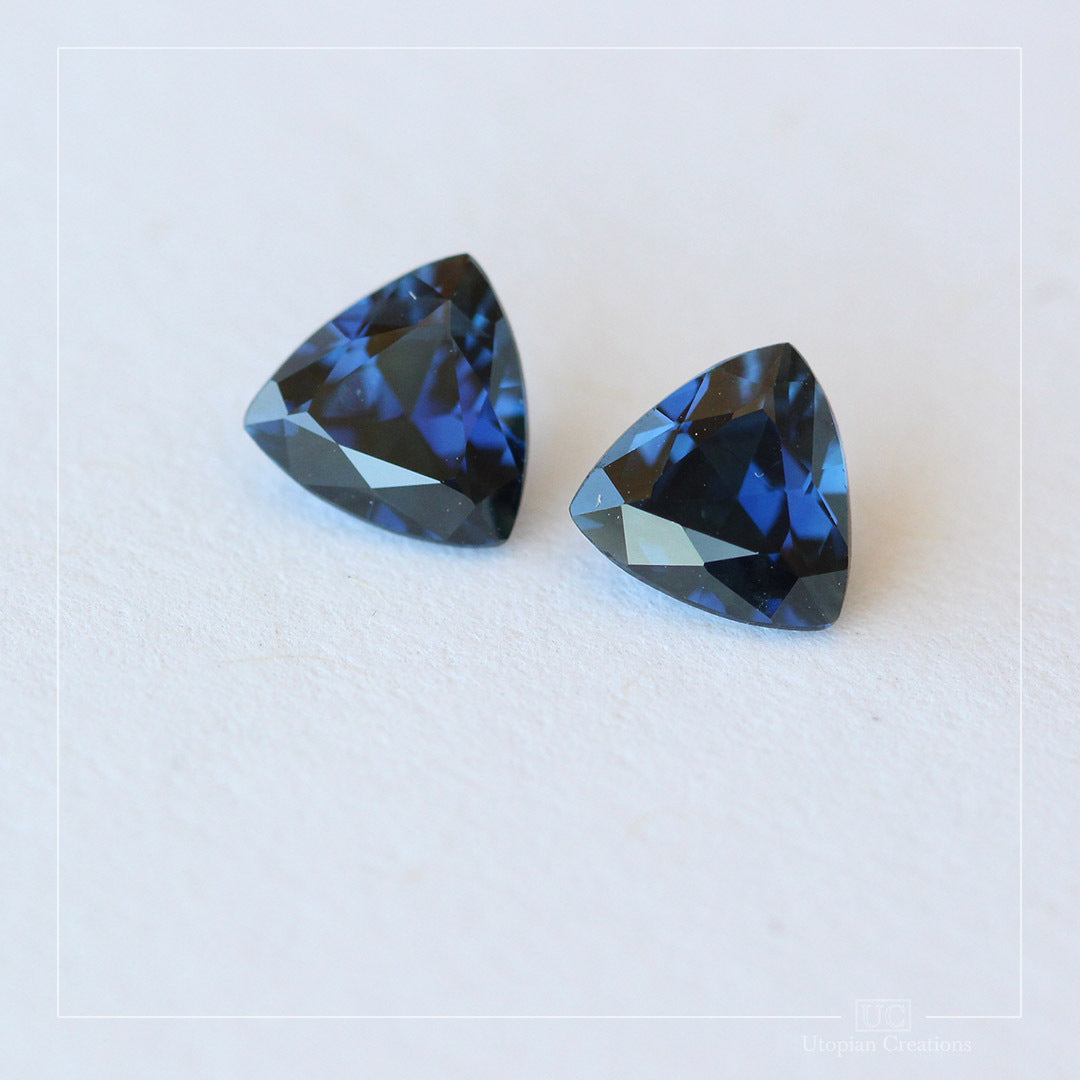 1.74ct  Australian Blue Sapphire pair, Trillion