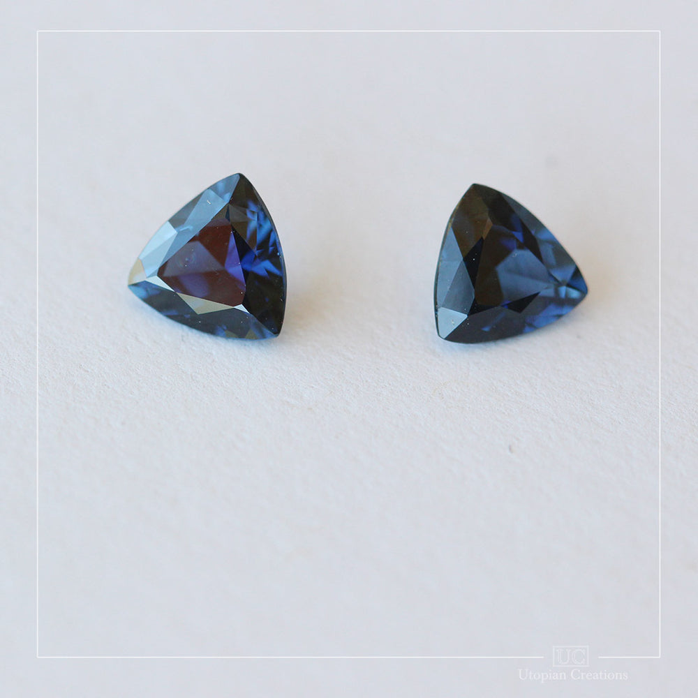 1.74ct  Australian Blue Sapphire pair, Trillion