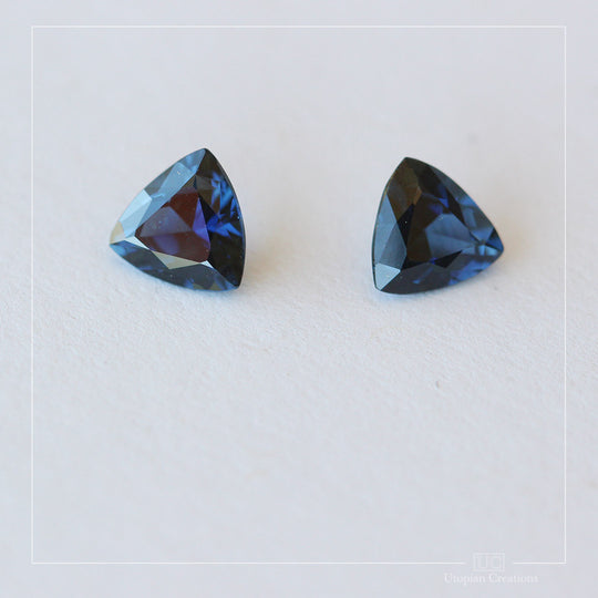 1.74ct  Australian Blue Sapphire pair, Trillion
