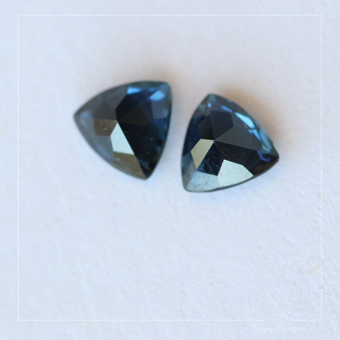 1.74ct  Australian Blue Sapphire pair, Trillion