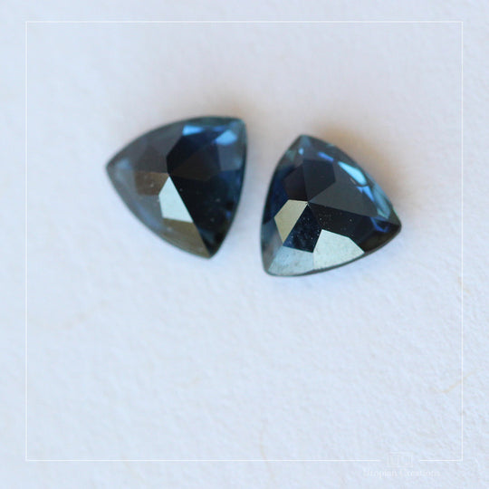 1.74ct  Australian Blue Sapphire pair, Trillion