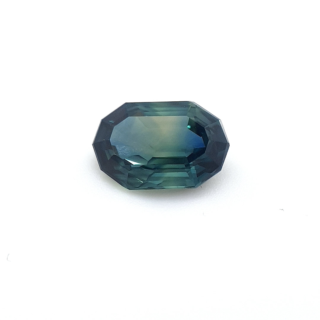 1.52ct Australian Sapphire, Teal, Green, Blue, Yellow - Decagon