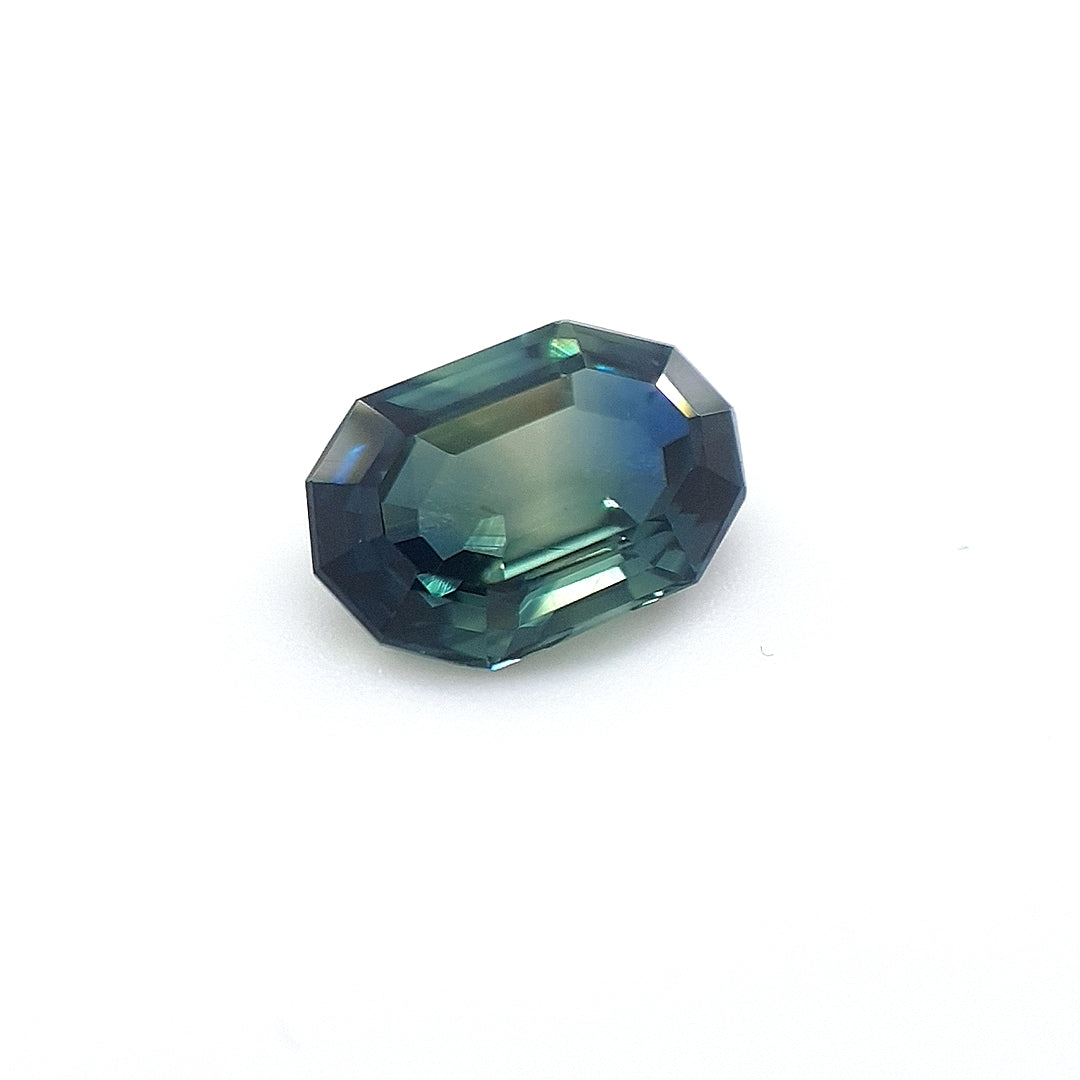 1.52ct Australian Sapphire, Teal, Green, Blue, Yellow - Decagon