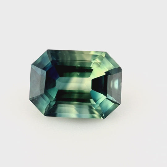 1.28ct Australian Sapphire, Blue, Green, Teal, Yellow - Emerald Cut