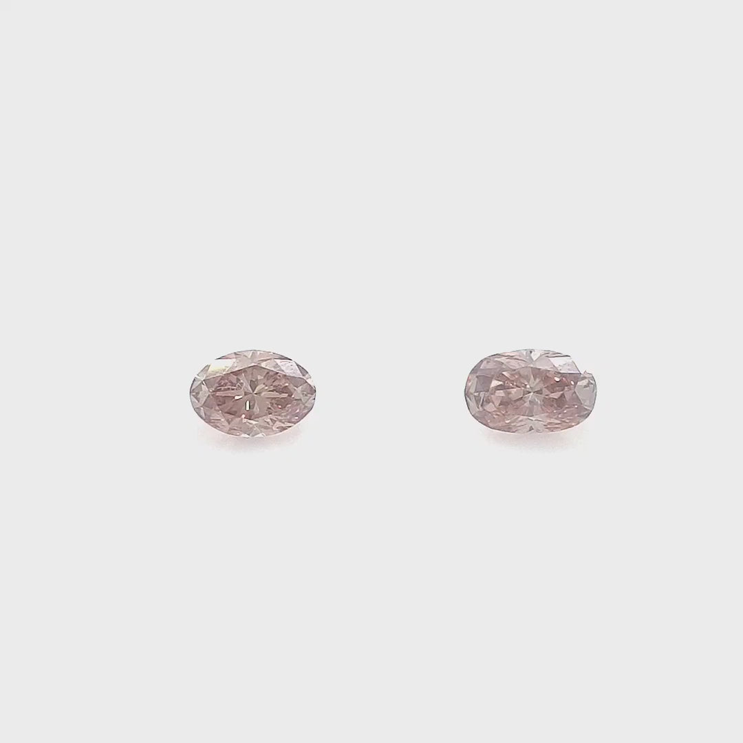 0.26ct TDW Australian Champagne Argyle Diamond Pair - Oval